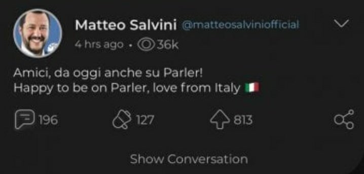 Parler is offline, the sovereign social network has been ousted: Salvini has just signed